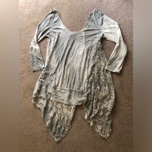 Anthropologie Scrapbook Gray Lace Tunic Top